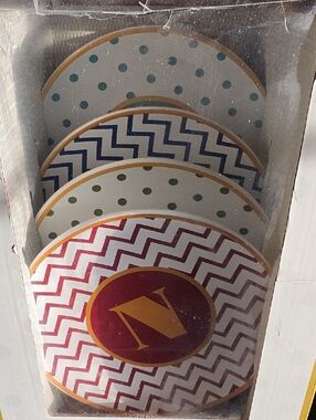 Target Monogram 'N' Chevron & Polka Dot Appetizer Dish Set - Multi Color